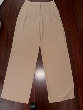 Ooh la Luxe High-Rise Straight-Leg Linen Pants in Light Rose Beige Size Large